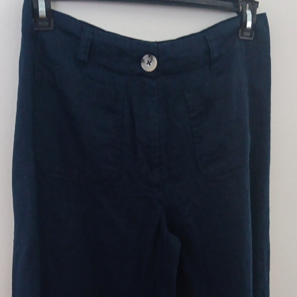 Quince European Linen Wide Leg Trousers Deep Navy - Picture 2 of 9